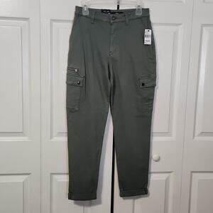 Mavi Women's Green Denise High-Rise Cargo Pants Size 27 Stretch Rolled Hems NWT